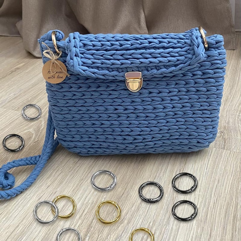 ELANE 24 Pcs Spring O Rings,Trigger Round Snap Buckle,Spring Keyring Buckle,Keychain Ring for Buckle,Bags,Purses (Silver+Gold+Grey, 1 inch) - Image 4